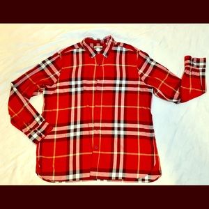 Sold ** Men’s XXL Burberry Brit Red Flannel Shirt